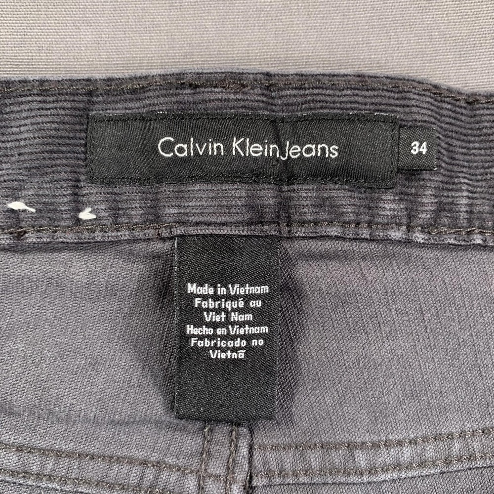 Calvin Klein Jeans Pants Men (36) 34x30 Gray Corduroy 5-Pocket Straight Stretch - Picture 9 of 16